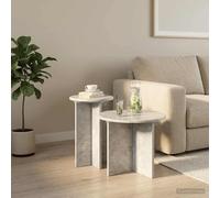Ordellia Ensemble de Tables d'appoint gigogne Gris béton en Bois d'ingénierie, Table appoint Bout canapé et Chevet, guéridon Compact pour Salon Chambre lit intérieur Design Moderne