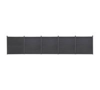 Ordellia Ensemble d'éléments de clôture gris WPC 872 x 186 cm - Clôture de jardin brise-vue avec 45 planches de clôture, 6 poteaux en acier, 5 barres d'extrémité en aluminium - Pour terrasse, balcon