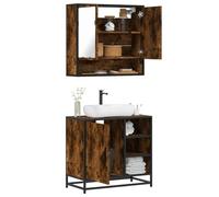 Ordellia Ensemble Meuble mobilier Salle Bain Vasque lavabo Armoire Colonne Miroir sous Placard, Rangement Suspendu, chêne fumé en Bois d’ingénierie et métal, 2 pièces 65 x 20 x 60 cm, Gain Place
