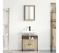 Ordellia Ensemble Meuble Salle de Bain Mural 2 pcs avec Armoire Miroir et Armoire lavabo Rangement 60 x 30 x 60 cm Bois d ingéniérie Finition Taches Porte à charnières