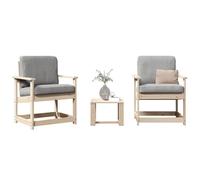 Ordellia Ensemble Salon de Jardin 3 pcs en Bois de pin Massif pour terrasse Patio, 1 Table et 2 chaises avec accoudoirs, Confort Assise et Dossier, Design à Lattes pour Rester au Sec