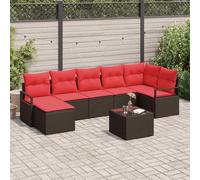 Ordellia Ensemble Salon de Jardin 8 pcs Marron polyrotin modulable, Angle et Table, Coussins Amovibles à Fermeture éclair, pour terrasse Balcon et Espace détente