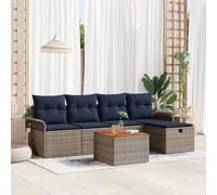 Ordellia Ensemble Salon Jardin modulable 6 pcs Gris polyrotin avec Coussins, siège Central, canapés d Angle, Pouf et Table, UV résistant, détente terrasse Balcon Patio