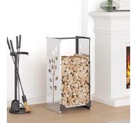 Ordellia Étagère à bûches en acier inoxydable 40 x 30 x 80 cm pour bois de cheminée, capacité de charge de 30 kg, étagère en bois pour le rangement, le rangement, l'ordre et l'empilage sec à