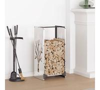 Ordellia Étagère à bûches en acier inoxydable - 40 x 30 x 80 cm - Pour bois de cheminée et bois de chauffage - Capacité de charge de 30 kg - Rangement à l'intérieur - Pour un rangement ordonné et des