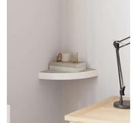 Ordellia Étagère d’Angle Murale chêne et Blanc en MDF, 25 x 25 x 3,8 cm, Montage Invisible, Support Flottant pour Livres, Cadre Photo, Plante, Salon Chambre Cuisine Bureau