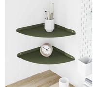 Ordellia Étagère Murale Flottante en Acier Vert Olive Finition Mate 30 x 30 x 2 cm Lot de 2 corniche Tablette Rayon pour Livre Cadre Photo Plante, Rangement Suspendu Discret et