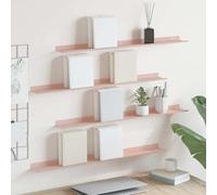 Ordellia Étagère Murale Rose en Acier Mat 4 pcs 80 x 9 x 2,5 cm, Flottant Invisible, Fixation Suspendu, Rangement pour Livre Cadre Photo Plante Salon Bureau