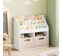 Ordellia Étagère pour enfants avec rangement Blanc en bois 72,5 x 29,5 x 69 cm Étagère de rangement autonome pour livres, jouets, salon, bureau et couloir, facile à nettoyer, intérieur