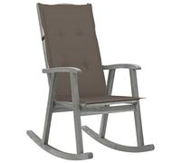 Ordellia Fauteuil à bascule avec coussin en bois massif d'acacia gris, 57 x 100 x 117 cm, résistant aux intempéries, chaise d'extérieur confortable pour balcon, terrasse et jardin, avec coussin
