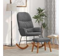 Ordellia Fauteuil à bascule avec repose-pieds en velours gris foncé pour salon et chambre de bébé, avec accoudoirs, dossier, assise, patin et structure en bois et métal