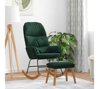 Ordellia Fauteuil à bascule avec repose-pieds en velours vert foncé, fauteuil à bascule avec patins et structure solide en contreplaqué et métal, rembourré pour salon, lecture, allaitement et détente