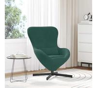 Ordellia Fauteuil à œufs vert foncé, 63 x 73 x 90 cm, en velours, pivotant, pour salon, chambre à coucher, fauteuil relaxant confortable avec cadre en métal