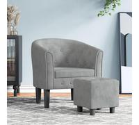 Ordellia Fauteuil club avec repose-pieds, en velours gris clair, design moderne, fauteuil d'appoint confortable pour salon, chambre à coucher, bureau, siège confortable pour adultes