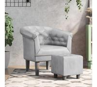 Ordellia Fauteuil club moderne avec repose-pieds, argenté, cuir synthétique, 70 x 56 x 68 cm, confortable pour salon, chambre à coucher, bureau, salon, pour lire et se détendre