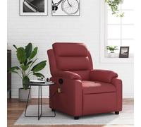 Ordellia Fauteuil de Massage inclinable Rouge Bordeaux en Similicuir, 6 Points de Vibration par USB 5V, Repose-Pieds réglable Jusqu à 135 degrés, capacité 110 kg