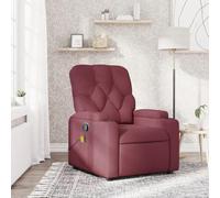 Ordellia Fauteuil de Massage inclinable Rouge Bordeaux en Tissu, 6 Points Vibration USB 5V, Cadre Bois et métal, réglage Manuel 135 degrés, pour Salon Lecture détente