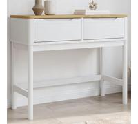 Ordellia Floro Table console blanche en pin massif 89,5 x 36,5 x 73 cm, avec 2 tiroirs, table d'appoint stable pour couloir, salon et entrée