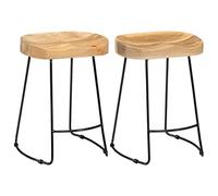 Ordellia Gavin Lot de 2 tabourets de bar en bois de manguier massif, marron et noir, fer revêtu par pulvérisation, poli et laqué, 46 x 38 x 52 cm, tabouret de comptoir pour cuisine, comptoir, île de