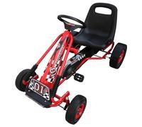 Ordellia Go Kart Véhicule rouge pour enfant avec chaîne fermée, roue libre et essieu pendulaire, siège réglable, 96 x 60 x 56 cm, capacité de charge de 30 kg, pour une conduite sûre dans le jardin