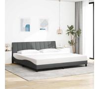 Ordellia Hanko Cadre de lit gris foncé, 200 x 200 cm, en tissu, plate-forme moderne, avec sommier à lattes, tête de lit, meuble de chambre à coucher, design robuste, pour matelas à partir de 15 cm