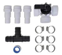 Ordellia Kit de dérivation pour chauffage de piscine en plastique avec valve à 3 voies, connecteur en T, pinces en acier et raccords de tuyau pour tuyau de 32 mm ou 38 mm, chauffage solaire pour