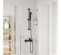 Ordellia Kit de système de douche noir en acier inoxydable, pommeau carré de 70 cm, montage mural, support réglable à 360 degrés, jet d'eau haute pression, résistant à la rouille pour petites salles