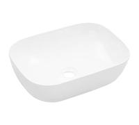 Ordellia Lavabo en céramique blanc de 45,5x32x13 cm, vasque encastrable pour salle de bain, lavabo suspendu avec vidage et siphon, idéal pour toilettes, douche ou cuisine, design moderne