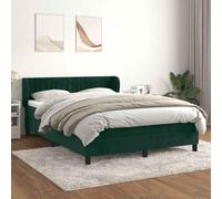 Ordellia Lit à sommier tapissier avec matelas, 140 x 190 cm, en velours vert foncé, tête de lit réglable en hauteur, matelas à ressorts ensachés, support moyennement dur, ensemble complet de meubles