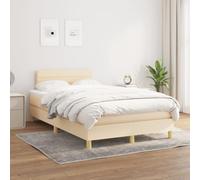 Ordellia Lit à sommier tapissier avec matelas crème, 120 x 200 cm, housse en tissu, tête de lit réglable, ressorts ensachés, soutien moyennement ferme, pour un sommeil réparateur dans la chambre à