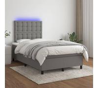 Ordellia Lit à sommier tapissier, avec matelas et LED, en tissu gris foncé, 120 x 200 cm, tête de lit réglable en hauteur, matelas à ressorts ensachés, surmatelas doux pour la peau, meubles de chambre