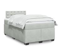 Ordellia Lit à sommier tapissier avec matelas, gris clair, 120 x 200 cm, tissu velours, ressorts ensachés, avec éclairage LED, meubles de chambre à coucher, surmatelas confortable