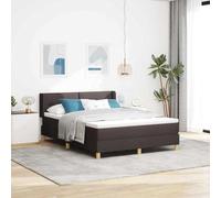 Ordellia Lit à sommier tapissier avec matelas, marron foncé, 200 x 140 cm, en polyester, design moderne pour chambre à coucher, cadre en bois solide, tête de lit réglable