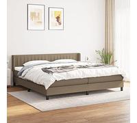 Ordellia Lit à sommier tapissier avec matelas, taupe, 200 x 200 cm, housse en tissu, tête de lit réglable en hauteur, ressorts ensachés, soutien moyennement ferme, pour un sommeil réparateur