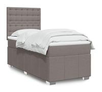 Ordellia Lit à sommier tapissier avec matelas, taupe, 80 x 200 cm, housse en tissu, tête de lit réglable en hauteur, matelas à ressorts ensachés, surmatelas, meubles pour chambre à coucher, lit simple