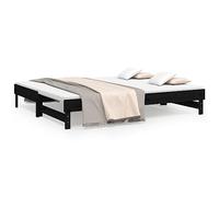 Ordellia Lit Coulissant Noir en Bois de pin Massif 2x90x200 cm Cadre de lit de Jour Polyvalent pour Chambre canapé d'appoint avec sommier à Lattes Stable et Durable