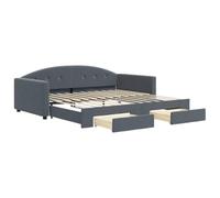 Ordellia Lit de Jour avec lit gigogne et tiroirs, Cadre de lit en Velours Gris foncé 100x200 cm, Meuble Multifonction pour Chambre, canapé Convertible avec Espace de Rangement