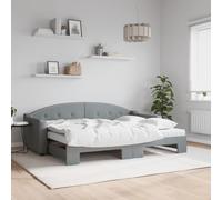 Ordellia Lit de Jour Gris Clair 80x200 cm avec lit gigogne et Matelas Mousse, Cadre de lit Robuste en Bois Massif et métal, canapé Convertible Pratique pour Chambre et Salon