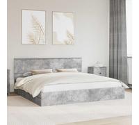 Ordellia Lit de rangement, en béton, gris, 200 x 200 cm, en matériau dérivé du bois, coffre de rangement moderne, avec tiroirs, sommier à lattes, cadre de lit durable pour chambre à coucher, meuble