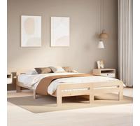 Ordellia Lit en bois massif 150 x 200 cm en bois de pin solide avec sommier à lattes, cadre de lit durable pour chambre à coucher, sans matelas