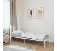 Ordellia Lit en métal, sans matelas, avec tête de lit, blanc, 75 x 190 cm, cadre en acier robuste, réglable en hauteur, pour chambre à coucher, lit d'invités, meubles durables