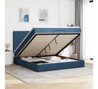Ordellia Lit ottoman avec matelas bleu, 200 x 200 cm, housse en tissu, espace de rangement, mécanisme de levage hydraulique, meuble de chambre confortable, matelas à ressorts ensachés en 2 parties