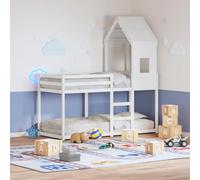 Ordellia Lit superposé avec toit blanc 80 x 200 cm, pin massif, lit d'enfant sûr pour un espace limité, design robuste