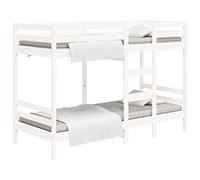 Ordellia Lit superposé Blanc en Bois de pin Massif 90x200 cm Cadre de lit Robuste pour Chambre compacte Design sécurisé avec Garde-Corps idéal pour Espace limité
