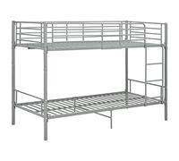 Ordellia Lit superposé Gris en métal Robuste 90x200 cm avec sommier à Lattes, Garde-Corps sécurisé et échelle latérale, Cadre de lit Durable pour Chambre d'enfants et Espace limité