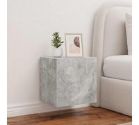 Ordellia Lot de 2 armoires murales avec éclairage LED RVB - Gris béton - 40,5 x 35 x 40 cm - Centre de divertissement flottant pour salon et chambre à coucher