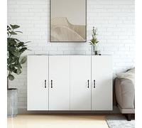 Ordellia Lot de 2 armoires murales Blanc en Bois d ingénierie, Dimensions 69,5 x 34 x 90 cm, Rangement Mural pour Salon Cuisine Couloir Salle à Manger,