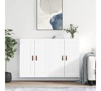 Ordellia Lot de 2 armoires murales blanches en bois - 69,5 x 34 x 90 cm - Armoires suspendues polyvalentes pour cuisine, salon et bureau - Avec beaucoup d'espace de rangement