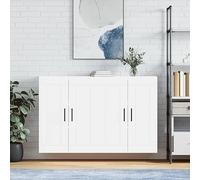 Ordellia Lot de 2 armoires murales blanches en bois robuste - 69,5 x 34 x 90 cm - Armoires suspendues polyvalentes pour cuisine, salon et salle à manger avec beaucoup d'espace de rangement