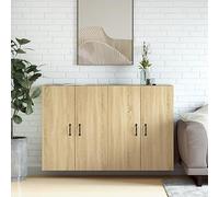 Ordellia Lot de 2 armoires murales en chêne Sonoma en bois - 69,5 x 34 x 90 cm - Armoires suspendues polyvalentes pour cuisine, salon, bureau - Espace de rangement pratique